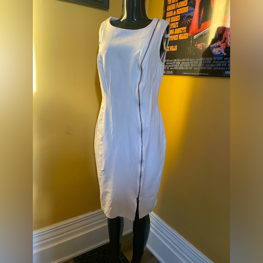 Ashley Stewart Cream Sleeveless Midi Dress